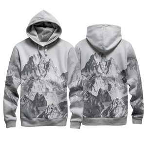 Sudadera con Capucha Extra Grande de Lujo para Hombre, 100% Algodón, con Diseño Inspirado en las Montañas - Product Image 3