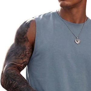 Camiseta sin mangas azul para hombre, estilo casual, cuello redondo, corte regular, para verano, gimnasio, entrenamiento, ropa deportiva, venta al por mayor - Product Image 5