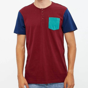 Produits les plus vendus en gros, t-shirt en coton pour homme, sur mesure, avec poche contrastée - Product Image 6