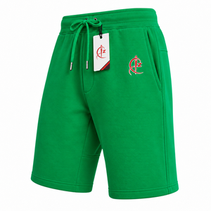 <b>Men's</b> Solid <b>Green</b> Cotton <b>Shorts</b> With Drawstring Waist And Pockets Casual Style Mid Rise Knitted Fabric With Cheap Price & OEM - Product Image 4