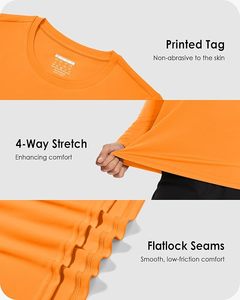 Men's Orange Long Sleeve Rash Guard 100% Polyester Quick Dry Full Sleeve Solid Color UPF50+ Anti UV <b>Swim</b> <b>Shirt</b> - Product Image 2