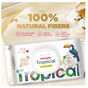 Rash Prevention Mamamy Tropical tropical wet wipes, 60 pieces - Natural Fiber Safe Baby Wipes with Coco Phosphatidyl PG-Dimonium - Product Image 3