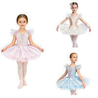 Robe de danse tutu de ballet élégante et professionnelle pour filles, brodée d'ailes de papillon à paillettes, coupe ajustée, pour les tout-petits et les adolescentes