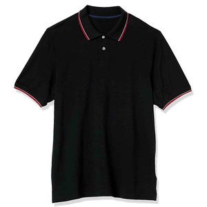 เสื้อโปโลผู้ชายสีดำ ผ้าปิเก้ แขนสั้น ทรงปกติ แต่งขอบตัดกัน ดีไซน์ลำลอง สีพื้น ผ้าถัก - Product Image 3