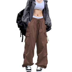 Custom Logo Breathable Mid Waist Winter Cargo Pants Women Oversized Fashion Streetwear <b>Trousers</b> Loose Fit Pants with Pockets - Product Image 2