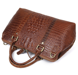 Bolso clásico de mujer con asa superior, patrón de piel de cocodrilo, cierre de cremallera, dos asas, gran capacidad, para uso diario. - Product Image 6