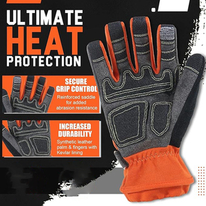 Custom logo TPR Impact <b>gloves</b> Men Lined Heavy Duty Premium Safety Leather Split Driving Work <b>Gloves</b> - Product Image 2
