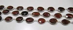 Chaîne de connecteurs en grenat Hessonite naturel, forme irrégulière, faite à la main, vendue au mètre - Product Image 3