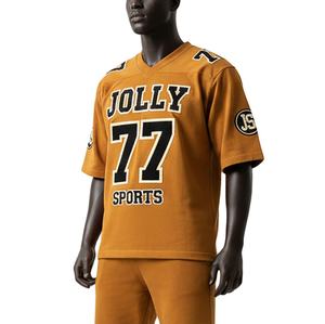 Camiseta de fútbol para hombre, tela de poliéster de 220 g/m², suave y transpirable, con logotipo personalizado bordado, 100 % algodón, corte holgado, estampada. - Product Image 4