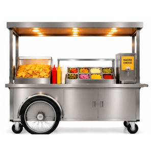 Carrito de Nachos Móvil de Acero Inoxidable con Luces, Calentador de Queso y Barra de Aderezos - Product Image 3