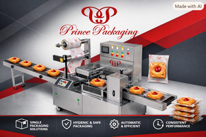 Machine d'emballage alimentaire entièrement automatique pour pâtisseries danoises et croissants, avec PLC et remplissage solide, pour conditionnement en sachet coussin - Product Image 3