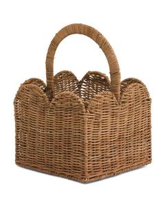 Cesta de Mimbre Natural Hecha a Mano con Borde Festoneado, Cesta de Almacenamiento, Cesta de Picnic, Organizador para el Hogar, Fabricación OEM - Product Image 1
