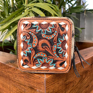 Mini boîte à bijoux en cuir de vachette de voyage vente en gros Portable bague boucle d'oreille collier organisateur de stockage personnalisé usiné à la main petite boîte à bijoux - Product Image 4