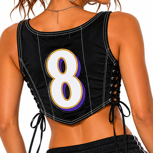 Luxury Y2K street Custom Women Vintage Number Corset Tank <b>Top</b> Sexy Ladies Sports Streetwear Lace Up Crop Camisole Women's Shirts - Product Image 5