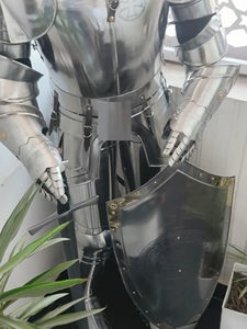 Medieval Knight Full Metal Suit of Armor Templar Crusader Costume Home Decor Collectible <b>Statue</b> Antique Modern - Product Image 3