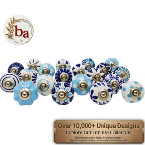 Beads Art – Lot de 20 poignées de tiroir en céramique écologiques et modernes, bleu turquoise, pour armoires, chambres et commodes d'hôtel - Product Image 2