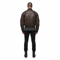Blouson MA-1 réversible en cuir pleine fleur de bovin, nylon froissé robuste, effet ciré, coupe oversize courte, style streetwear pour homme
