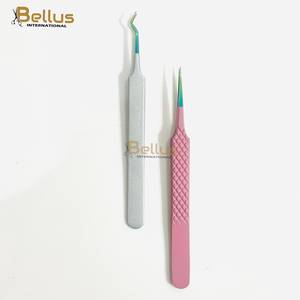 Pinzas Profesionales para Pestañas de Acero Inoxidable, 2 Piezas, Punta Recta y Curva, Duraderas, con Logotipo Personalizado, Herramienta de Belleza - Product Image 2