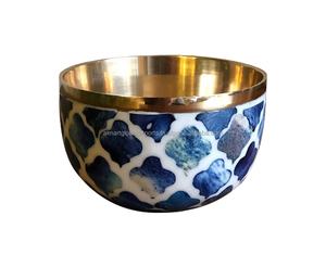 Cuenco con incrustaciones de hueso de latón de lujo hecho a mano, regalo de Metal personalizado y decoración del hogar para salsa y especias, venta al por mayor - Product Image 1