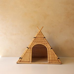 Lit pour animaux de compagnie en rotin en forme de dôme moderne avec poignée, maison pour chat et chien en osier fait main, nid douillet pour petits animaux, pour le sommeil des chats - Product Image 4