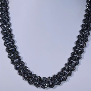 Collier chaîne cubaine plaqué or avec diamants noirs naturels, style hip-hop rock de luxe certifié, pour unisexe - Product Image 4