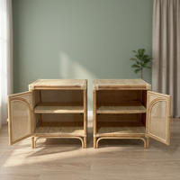 Table de chevet moderne en rotin avec rangement, meuble de chambre à coucher, design en rotin naturel, décoration bohème pour la maison