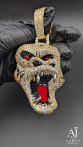 Pendentif Tête de Gorille Moissanite Iced Out en Argent 925 Plaqué Or avec Micro-Incrustations pour Bijoux Hip Hop - Product Image 4