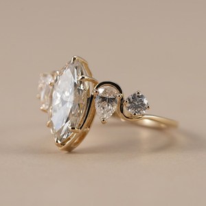 Gorgeous 2.02CT Marquise Cut Diamond Wave Style Band <b>Ring</b> Lab Grown 14K Yellow Gold For Wedding Promise Jewelry For Brides - Product Image 5