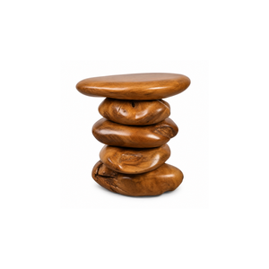 ARTERRA Luxury Artisan Handcrafted Teak Wood Side Table Premium Stacked <b>Pebble</b> Nightstand for Luxury Villa Interior - Product Image 1