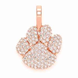 Collier tendance en argent 925 avec pendentif personnalisé patte d'animal sertie de moissanite, breloque animale, cadeau hip-hop pour amoureux de chiens et de chats - Product Image 1