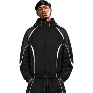 Chaqueta Cortavientos para Hombre con Ribete en Contraste, Chaqueta Cortavientos y Pantalones Deportivos Reflectantes Personalizados al por Mayor - Product Image 3