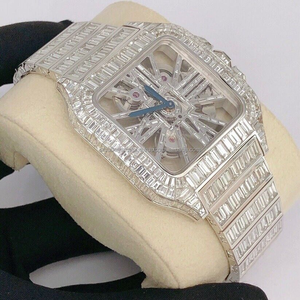 Real hecho a mano de alta calidad redondo corte esmeralda helado Vvs Moissanite diamante Hip Hop movimiento automático relojes mecánicos - Product Image 2