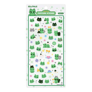 [Woeknya] Popcorn Stickers Today's Woeknya Korean Cute Alien <b>Cat</b> Kawaii Sticker Sheet Diary Planner Gift for <b>Kids</b> Wholesale - Product Image 1