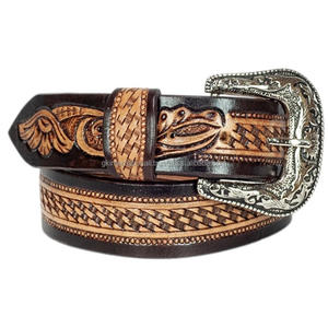 Stylish New Design Men's Fashion Western leather <b>tooling</b> belt hand carved <b>engraved</b> <b>tooled</b> leather belt for unisex - Product Image 1