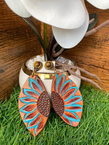 Style autochtone usiné à la main sculpture boucles d'oreilles en cuir femmes mignon à la mode larme boucle d'oreille usiné cuir bijoux de mode - Product Image 5