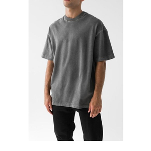 เสื้อยืดคอกลมแขนสั้นสีดำสำหรับผู้ชาย ผ้าฝ้ายเจอร์ซีย์ 100% ทรงปกติ สวมใส่สบาย สีพื้น ผ้าถัก - Product Image 4