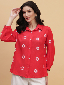 เสื้อเชิ้ตแขนยาวผ้าเรยอนเครปย้อมสีมัสตาร์ดสำหรับผู้หญิง คอปกแบบสเปรด สไตล์ลำลอง - Product Image 4