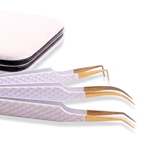 Pince à épiler pour extensions de cils avec embout blanc et doré, kit d'emballage, outil de maquillage personnalisé fait main - Product Image 4