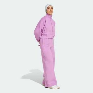 Pink <b>Women's</b> Tracksuit Set Full Length Turtleneck <b>Jacket</b> With Side Pockets Loose Fit Breathable Solid Color Casual Spring Wear - Product Image 1