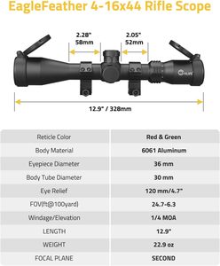 CVLIFE EagleFeather 4-16X44 Side Focus Hunting Scope Zero Stop Optics for Outdoor Sports - Product Image 2
