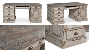 Zelda Solid Teak Wood Eco-Friendly Contemporary Office Desk Minimalist Natural Finish Executive <b>Workstation</b> Home Office - Product Image 6