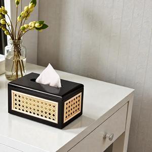 Boîte à mouchoirs moderne en rotin et bois, idéale pour la maison, les tables d'appoint, les salles à manger et la décoration intérieure. Vente en gros depuis l'Inde. - Product Image 6