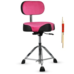 5 Core Drum Throne w Backrest 4" <b>Padded</b> <b>Stool</b> Airlift 25" Adjustable Drummer <b>Stool</b> 441Lb Capacity - Product Image 1