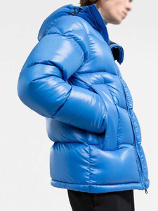 Chaqueta Acolchada Personalizada con Logotipo, Color Azul, Dos Bolsillos Laterales, Capucha Clásica, Manga Larga, para Hombre, Otoño, Casual, Cuello Alto - Product Image 2