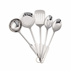 Ensemble de 5 cuillères de cuisine en acier inoxydable de haute qualité, écologiques, compatibles lave-vaisselle, ustensiles de cuisine à bas prix - Product Image 5