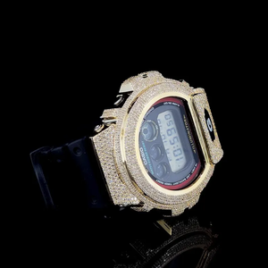Montre analogique-numérique LED étanche et résistante aux chocs de style hip-hop pour homme, inspirée de G-Shock, en acier inoxydable de qualité supérieure avec moissanite - Product Image 2
