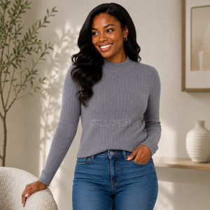Cosh International Sorority Sisterhood Acrylic Crew Neck Gray Knitted Anti Pilling Breathable Seamless <b>Cardigan</b> <b>Sweater</b> - Product Image 3