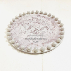 Plateau de service rond en résine texturée de marbre au design moderne, sans danger pour la maison et la cuisine, plateau en marbre naturel circulaire - Product Image 3