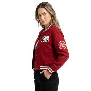 Chaqueta Bomber Corta Clásica para Mujer, Estilo Moderno, de Alta Calidad, Chaqueta de Béisbol de Satén Personalizada - Product Image 3