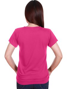เสื้อยืดคอกลมแขนสั้นผ้าฝ้ายเรียบสำหรับผู้หญิง, เสื้อยืดสีพื้นลำลองสำหรับผู้หญิง สวมใส่สบาย - Product Image 1